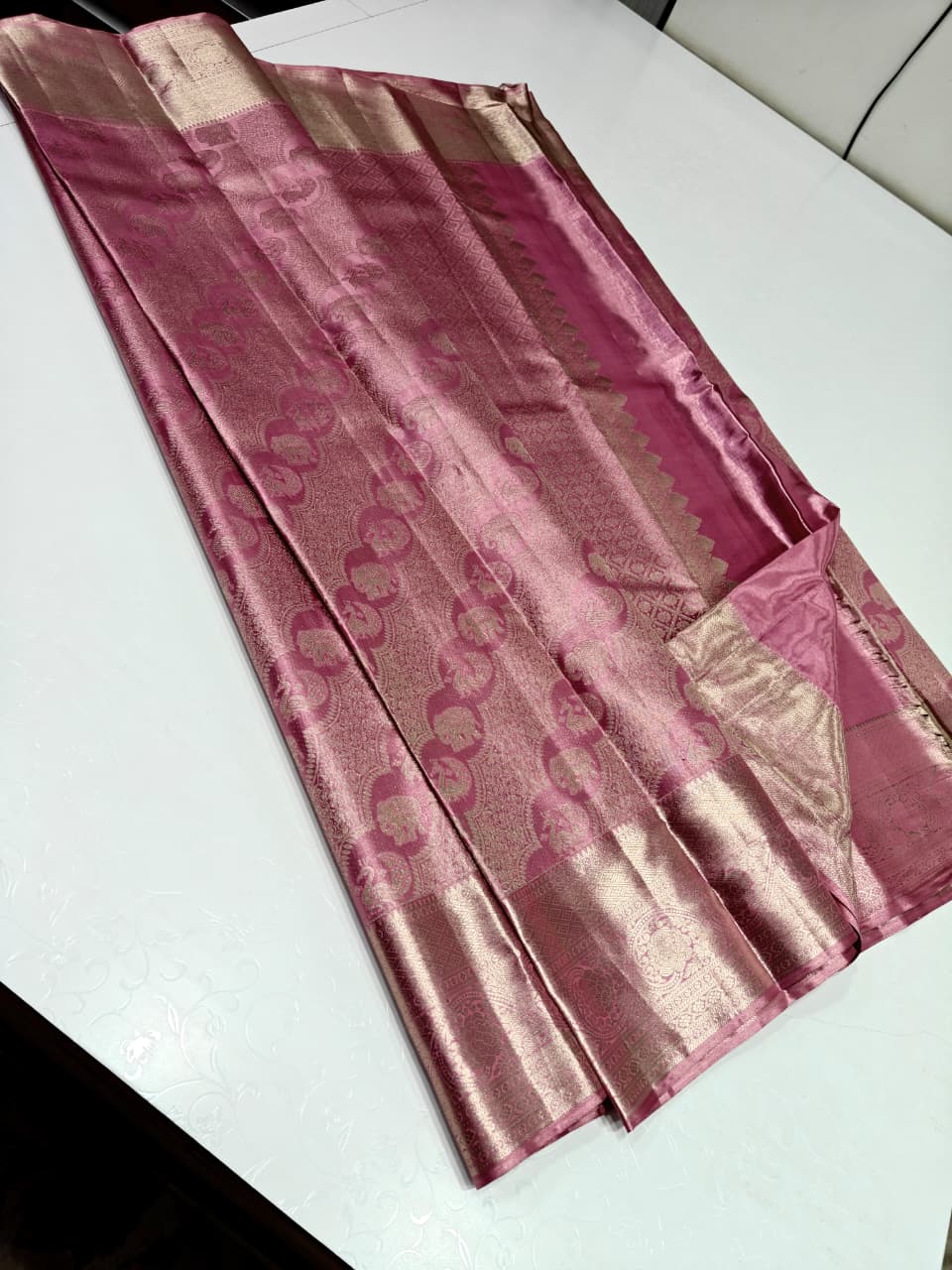 Rose Pink Traditional Silk Saree